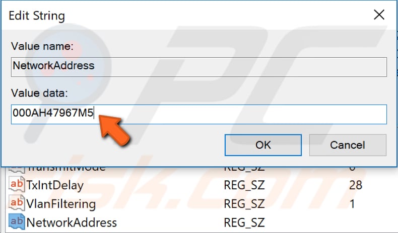 change your MAC address using registry editor step 5