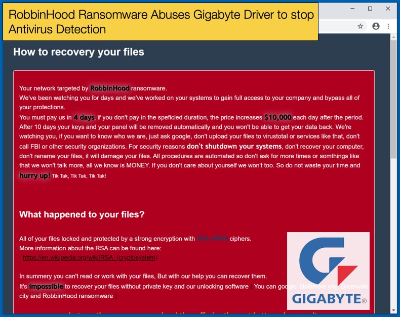 robbinhood ransomware gigabyte driver abuse