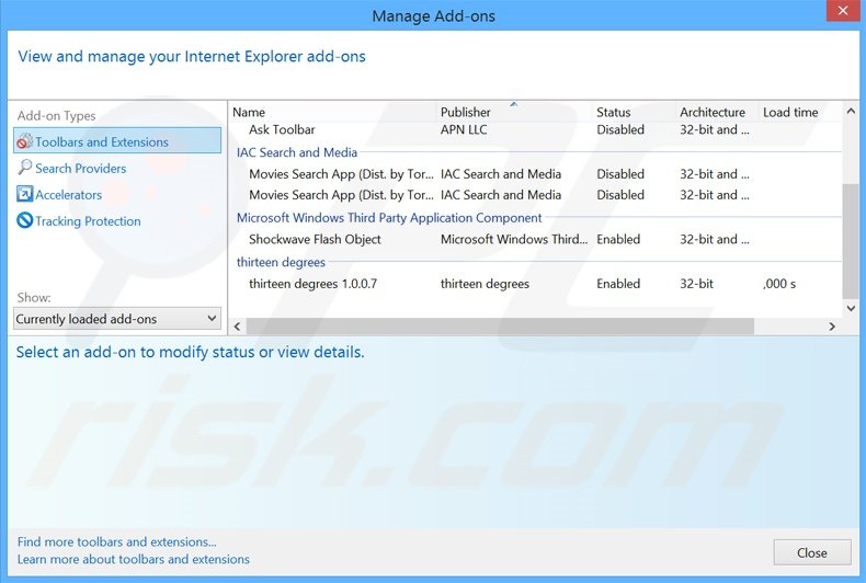 Removing Torch Browser ads from Internet Explorer step 2