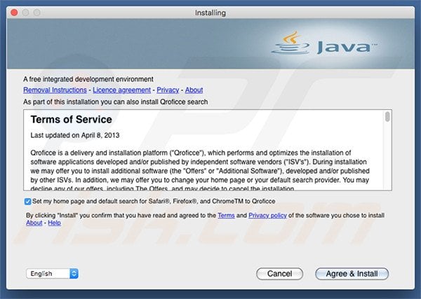 Delusive installer used to promote search.qroficce.com