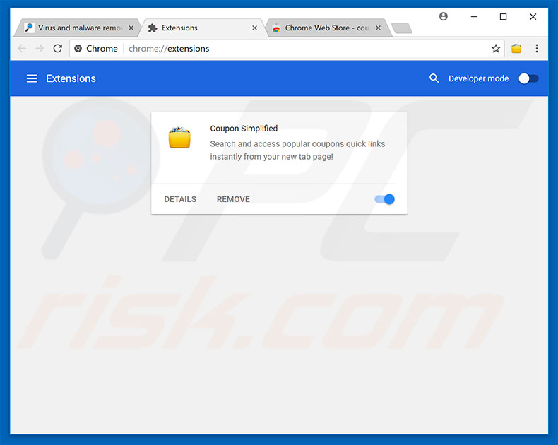 Removing Free Malware Removal Tool ads from Google Chrome step 2