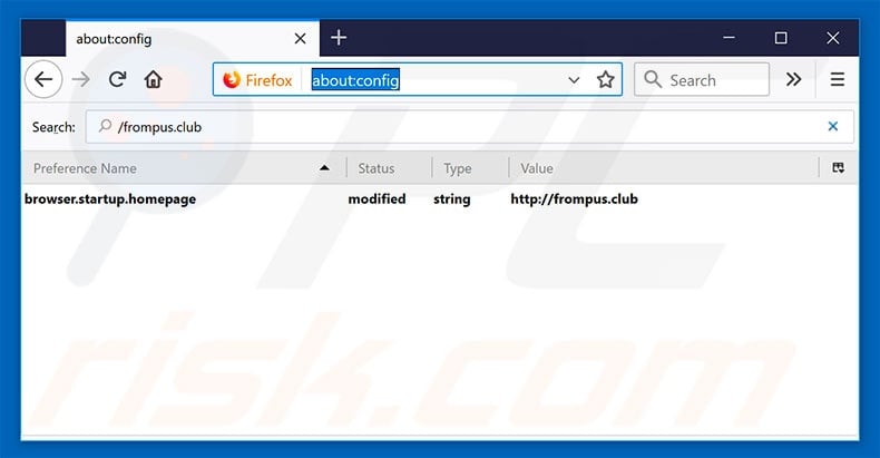 Removing frompus.club from Mozilla Firefox default search engine