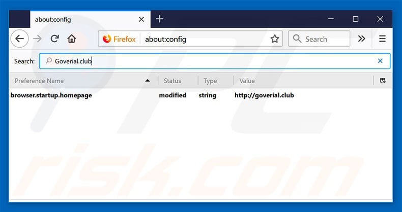 Removing goverial.club from Mozilla Firefox default search engine