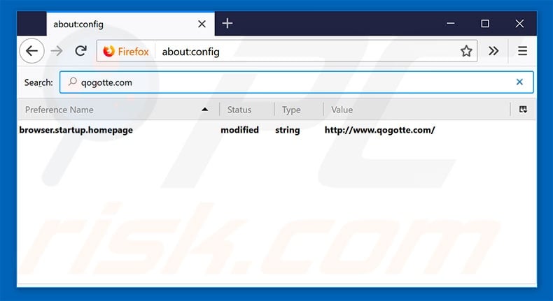Removing qogotte.com from Mozilla Firefox default search engine