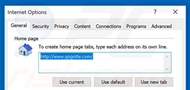 Removing qogotte.com from Internet Explorer homepage