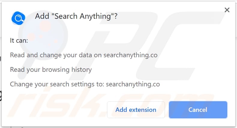 searchanything asks for a permission to be installed on chrome