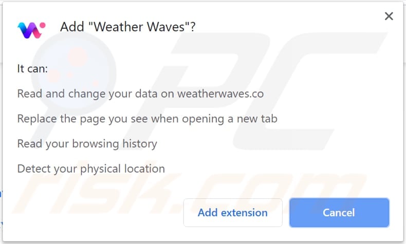 weather waves asks for a permission to be installed on chrome
