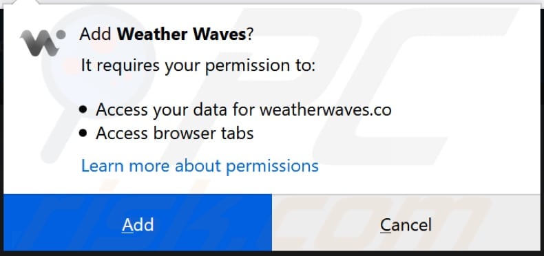 weather waves asks for a permission to be installed on firefox