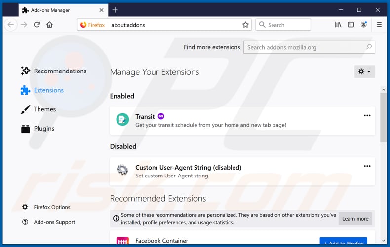 Removing unitconversiontab.com related Mozilla Firefox extensions