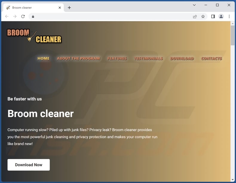 Website used to promote Broom Cleaner PUA