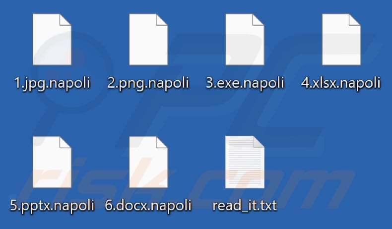 Files encrypted by Napoli ransomware (.napoli extension)