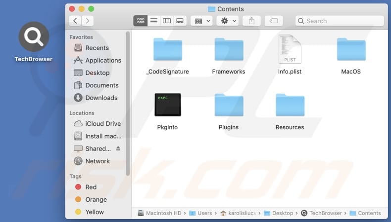 TechBrowser adware installation folder