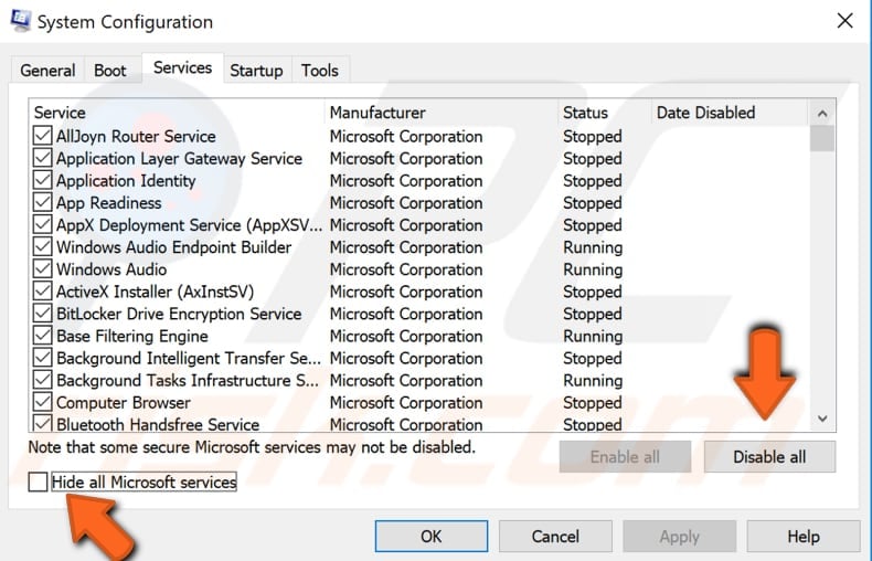 perform clean boot step 2