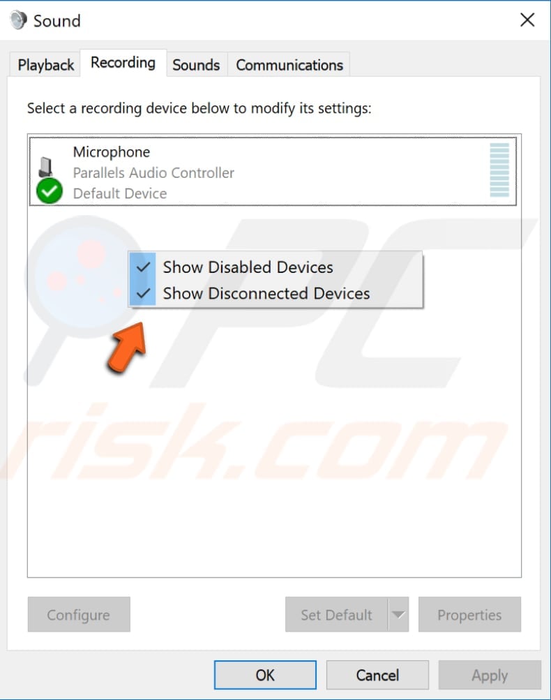set your microphone as a default device step 3