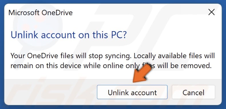 Click Unlink account when prompted