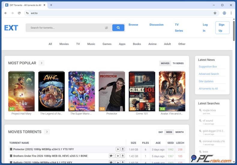 EXT.to homepage