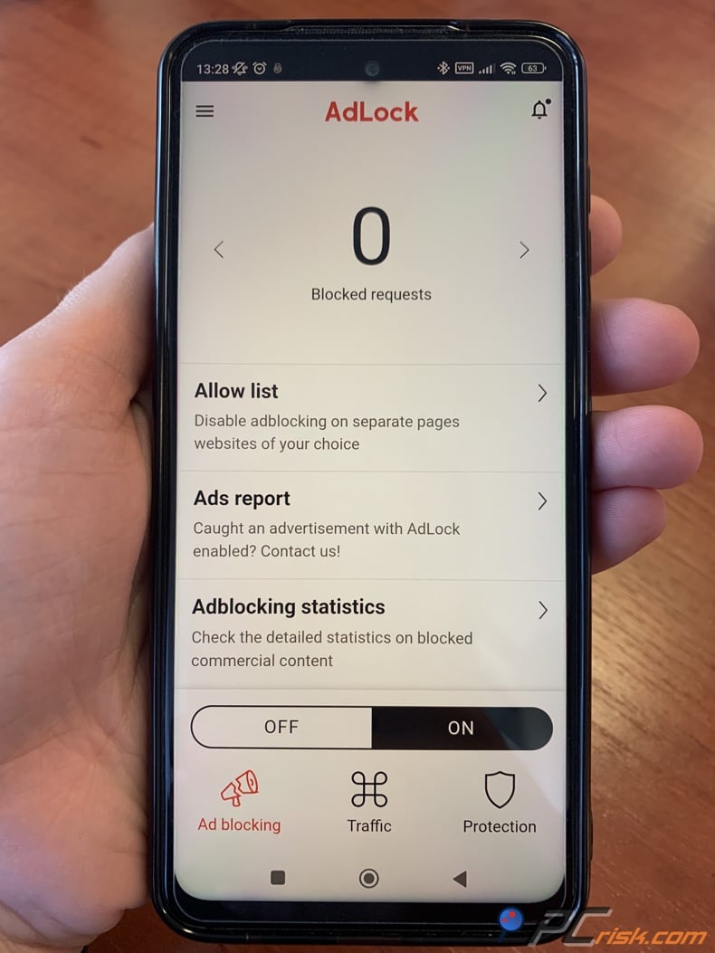 AdLock for Anrdoid dashboard