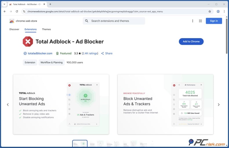 Total AdBlock extension for Chrome