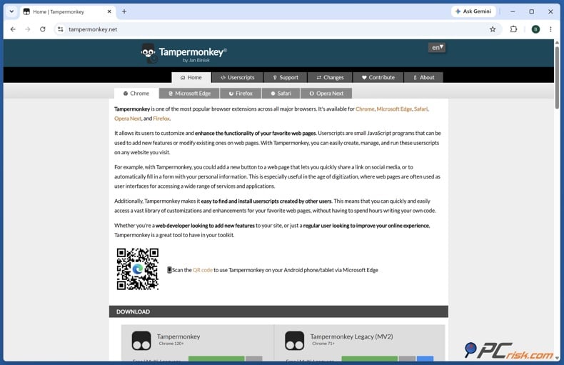 Tampermonkey homepage