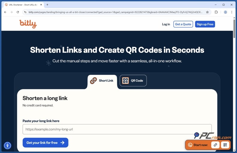 Bitly homepage