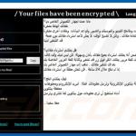 Oscar Venom ransomware's pop-up window in arabic language