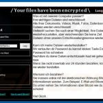 Oscar Venom ransomware's pop-up window in german language