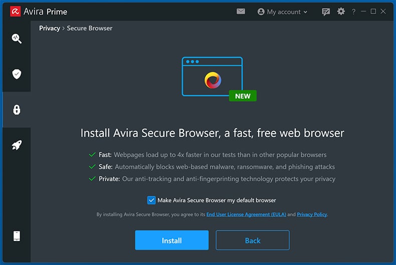 Avira Prime Secure Browser