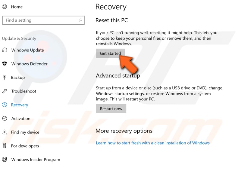 recovery resetting this pc stuck windows 10