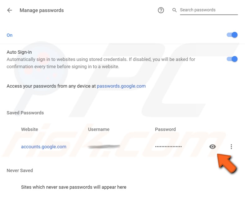 manage google chrome passwords