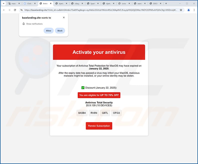 McAfee Total Protection Has Expired POP-UP Scam (2025-01-22)