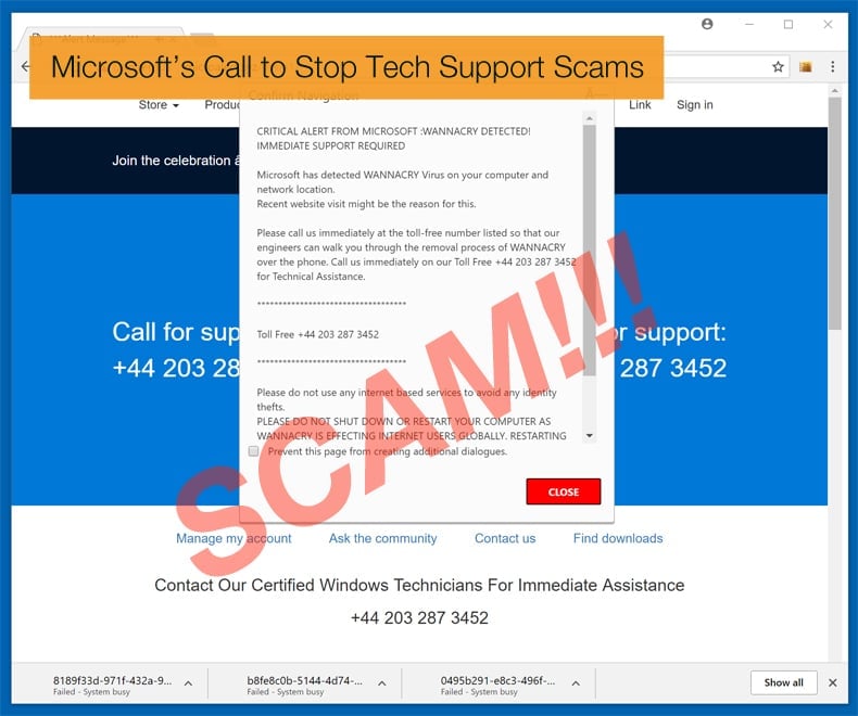 fake microsoft tech support phone number to call