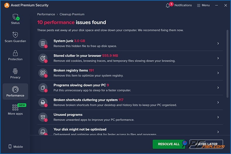 avast cleanup