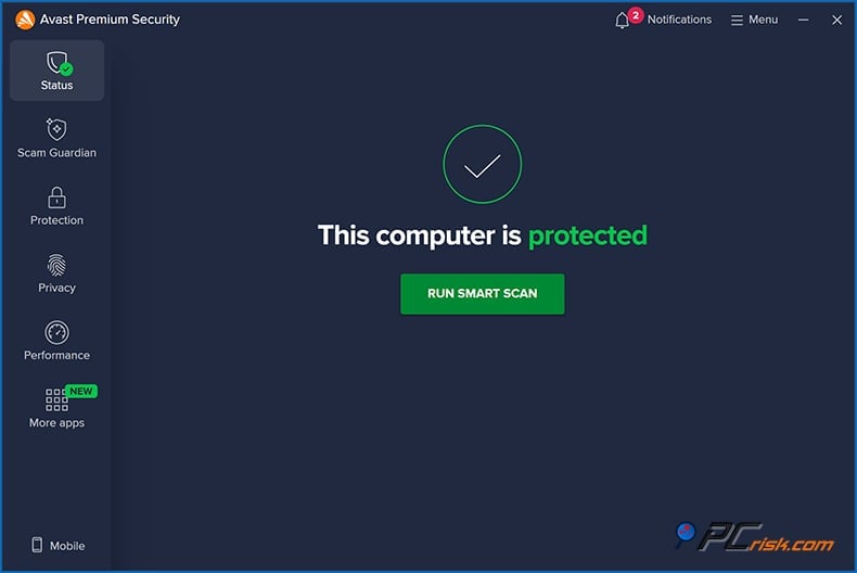 avast windows dashboard