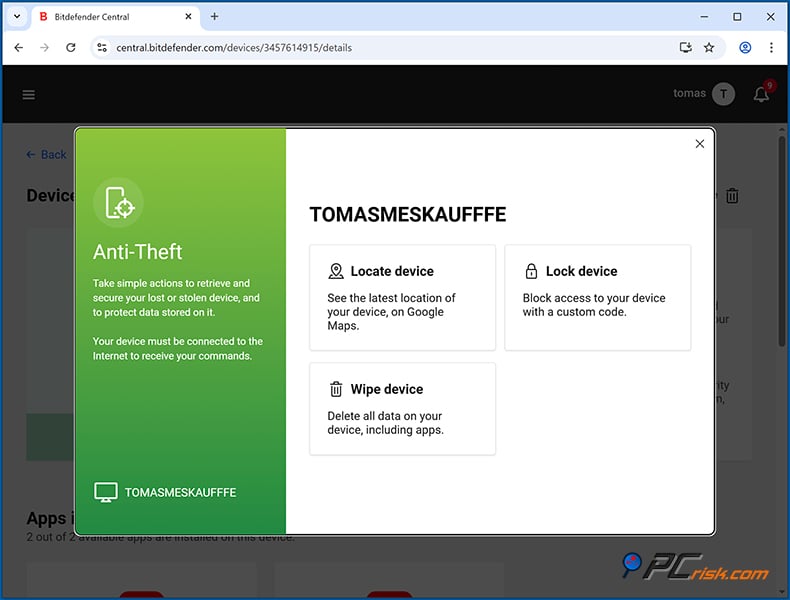 bitdefender anti-theft