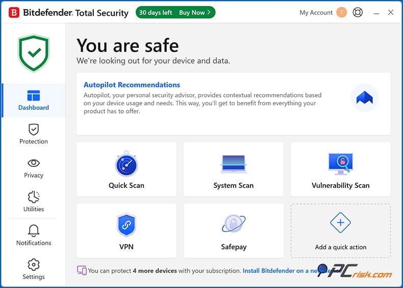 bitdefender dashboard