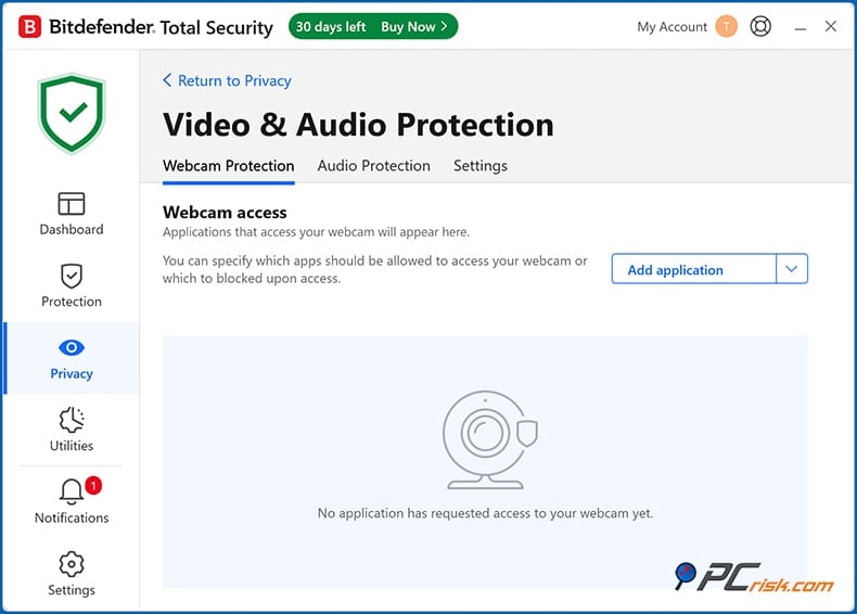 bitdefender webcam and microphone protection