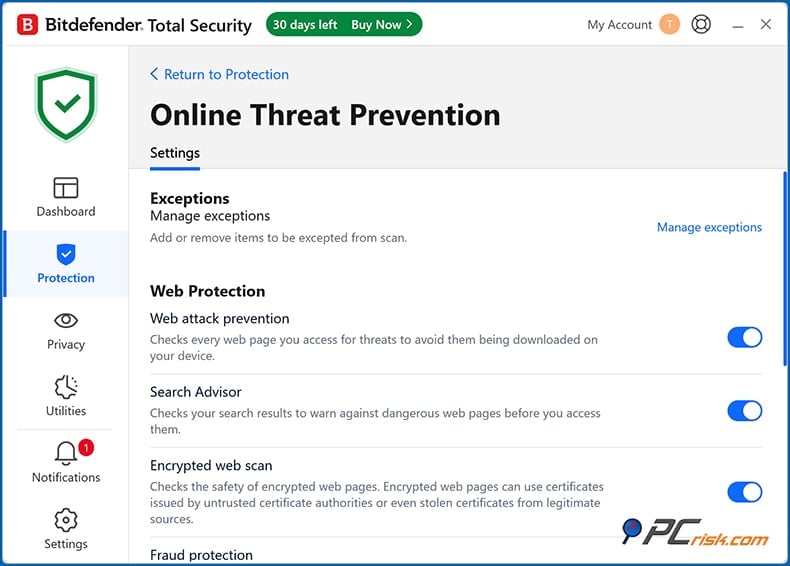 bitdefender web protection
