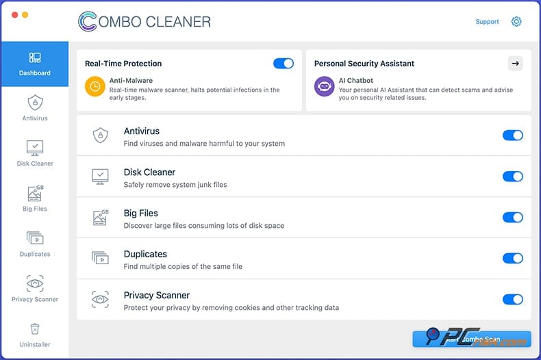 Combo Cleaner appearance macOS