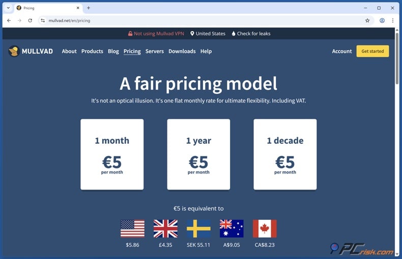 Mullivad pricing