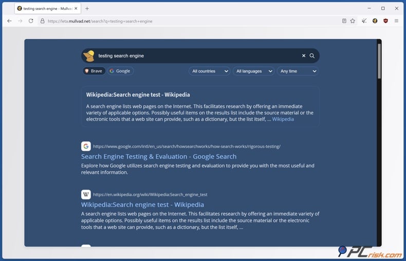 Mullivad Leta search engine