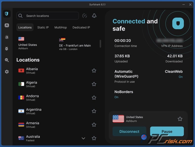 Surfshark desktop app dark mode