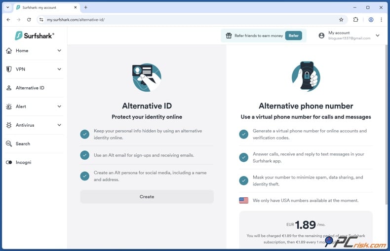 Surfshark Alternate ID