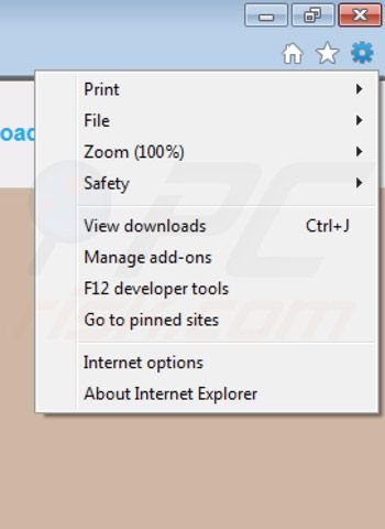 Removing Mainonta from Internet Explorer step 1