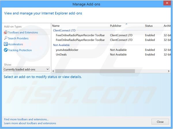 Removing FreeOnlineRadioPlayerRecorder related Internet Explorer extensions