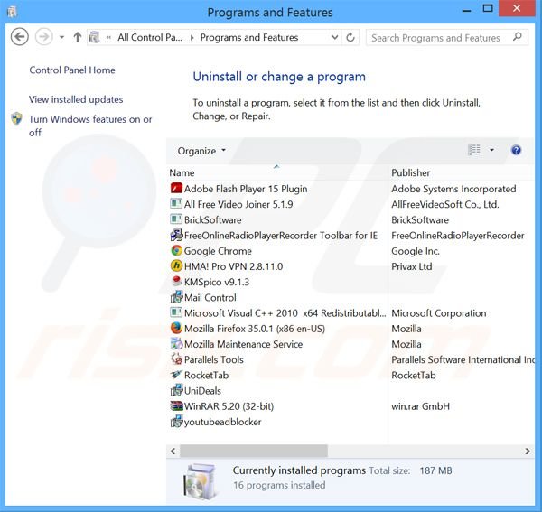 FreeOnlineRadioPlayerRecorder browser hijacker uninstall via Control Panel