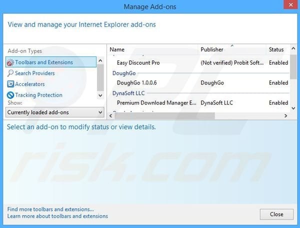 Removing SpeedTray ads from Internet Explorer step 2