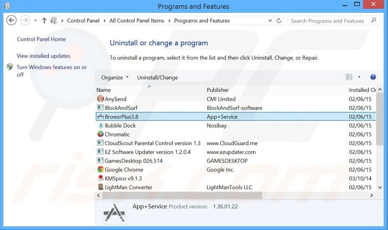 BrowsrPlus adware uninstall via Control Panel