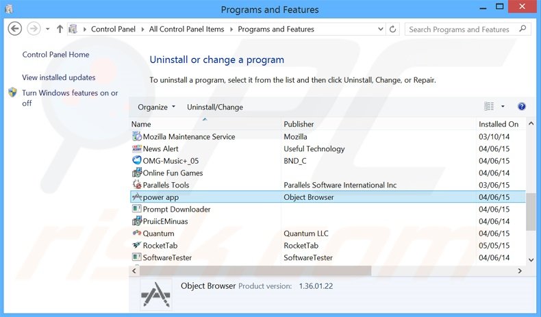 power app adware uninstall via Control Panel