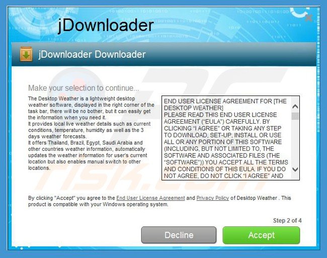 the desktop weather adware installer