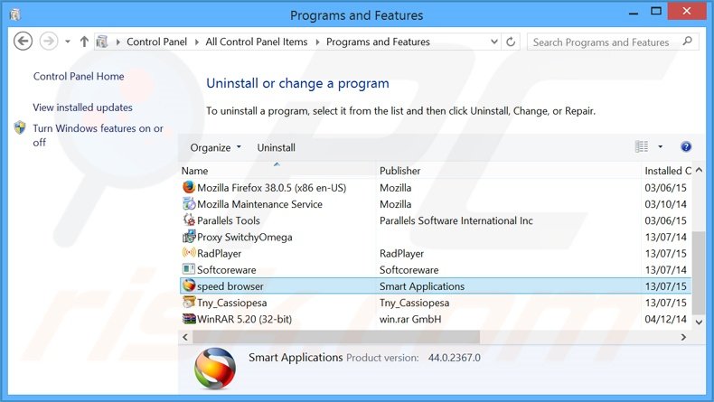 Cool Browser adware uninstall via Control Panel
